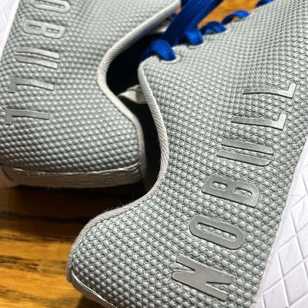 NOBULL Superfabric trainers. Unisex Men’s 8.5, Women’s 10. Gray, blue laces. - Picture 8 of 13
